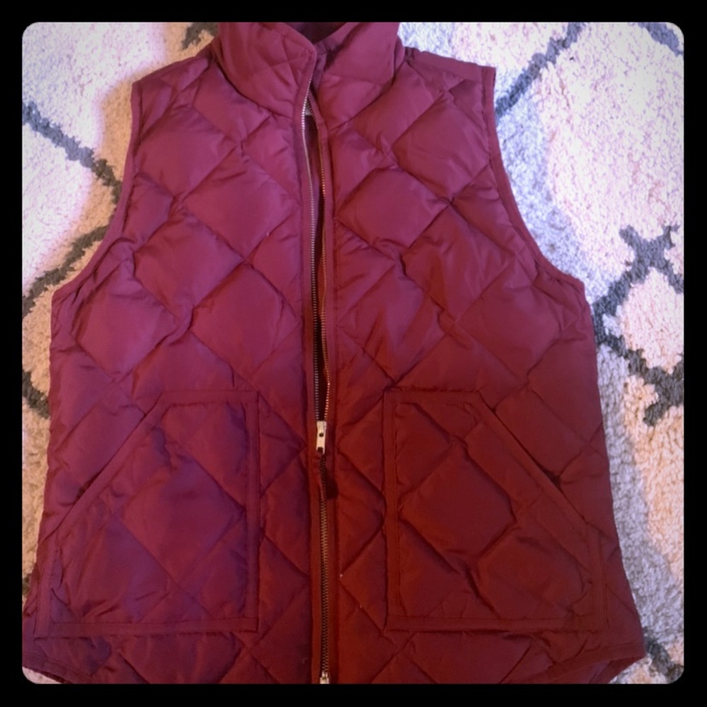 Jcrew cranberry puffer vest